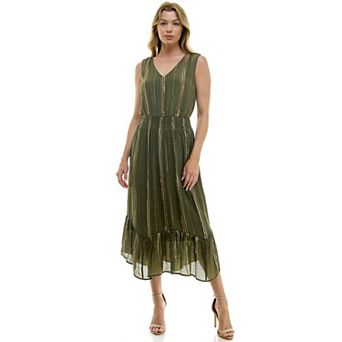 Women's Luxology Sleeveless Smocked Waist Gauze Midi Dress