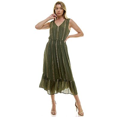 Women's Luxology Sleeveless Smocked Waist Gauze Midi Dress
