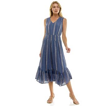 Women's Luxology Sleeveless Smocked Waist Gauze Midi Dress
