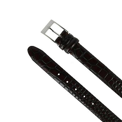 CTM Men's 1.25 Inch Wide Embossed Leather Croc Print Belt