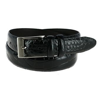 CTM Men's 1.25 Inch Wide Embossed Leather Croc Print Belt
