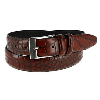 Ctm Men's Embossed Leather Croc Print Belt