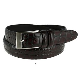 Ctm Men's Embossed Leather Croc Print Belt