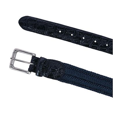 Ctm Men's Big & Tall Waxed Braided Belt With Croc Print Ends