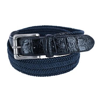 Ctm Men's Big & Tall Waxed Braided Belt With Croc Print Ends