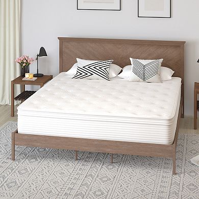 Merrick Lane Vienna 14" Euro Top Hybrid Pocket Spring & Foam Mattress in a Box with Edge Support