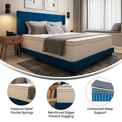 Merrick Lane Vienna 14" Euro Top Hybrid Pocket Spring & Foam Mattress in a Box with Edge Support