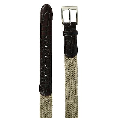 Ctm Men's Big & Tall Braided Elastic Stretch Belt With Croc Print End Tabs