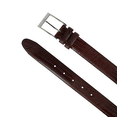 Toneka Men's Leather Embossed Lizard Print Belt