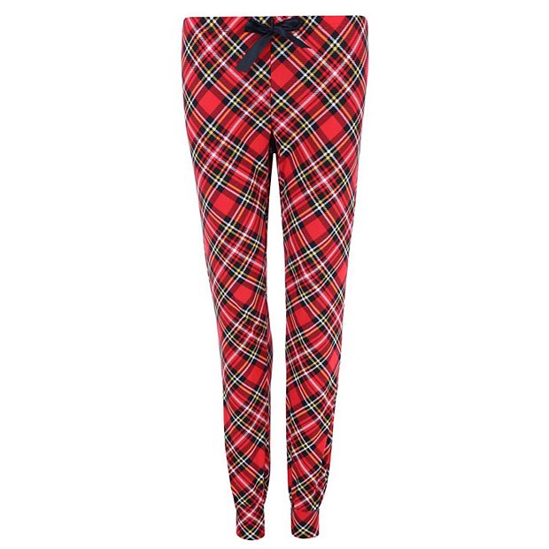 Roll Outta Bed Women s Christmas Plaid Jogger Pants Red XLarge