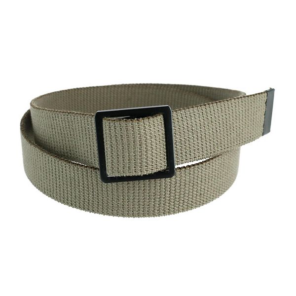CTM Big & Tall Cotton Adjustable Belt - Olive Green With Nickel Buckle