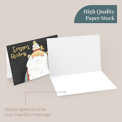Christmas Cards Assortment, 50-pack, Gold Foil Holiday Greeting Card Set With Envelopes