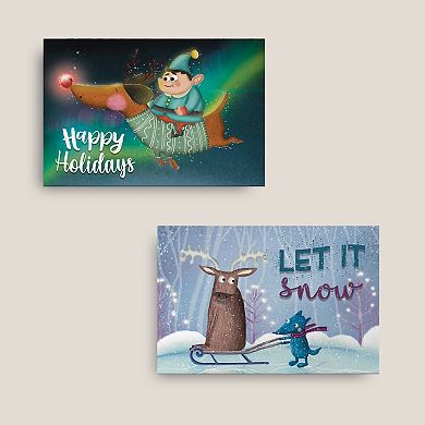 Christmas Cards Assortment, 50-pack, Gold Foil Holiday Greeting Card Set With Envelopes