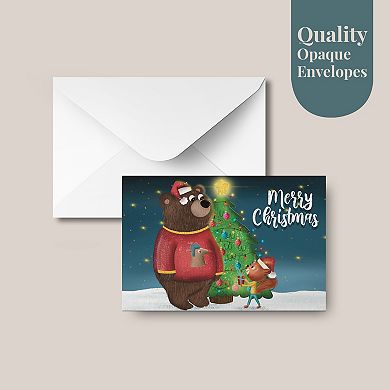 Christmas Cards Assortment, 50-pack, Gold Foil Holiday Greeting Card Set With Envelopes