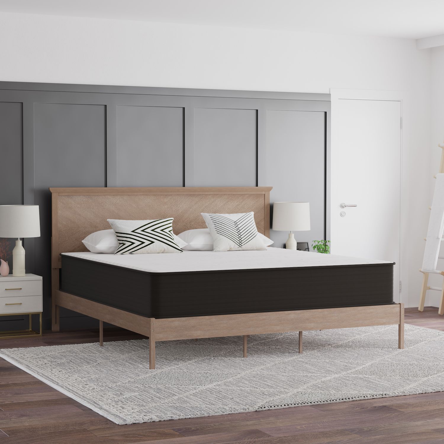 Emma and Oliver Drift 12 Inch Hybrid Foam and Pocket Spring Mattress, Mattress in a Box - Whitegray (TWIN)