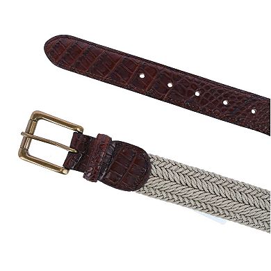Toneka Waxed Braided Belt With Croc Print Ends