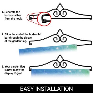 G128 Combo: Garden Flag Hanger And Garden Flag Merry Christmas Santa With Reindeer Selfie 12"x18"