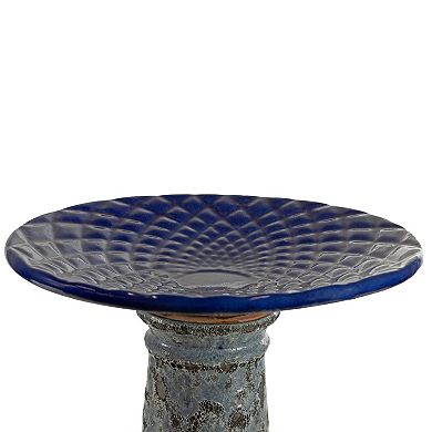 Sunnydaze Rennes 22.5" Ceramic Bird Bath With Lava Finish - Blue
