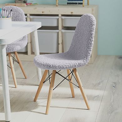 Merrick Lane Set of 2 Children's Lyon Faux Shearling Accent Chairs, Modern Accent Chairs