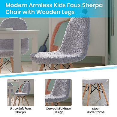 Merrick Lane Set of 2 Children's Lyon Faux Shearling Accent Chairs, Modern Accent Chairs