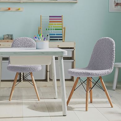 Merrick Lane Set of 2 Children's Lyon Faux Shearling Accent Chairs, Modern Accent Chairs