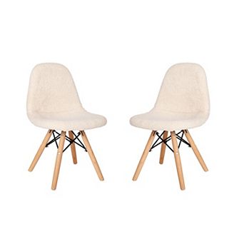 Merrick Lane Set of 2 Children's Lyon Faux Shearling Accent Chairs, Modern Accent Chairs