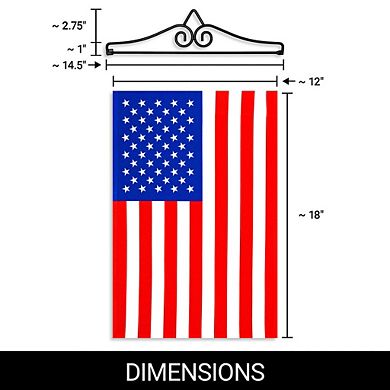 G128 Combo Set: Garden Flag Hanger And Garden Flag American 12"x18"