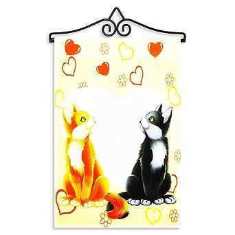 G128 Combo Set: Garden Flag Hanger And Garden Flag Cats In Love 12"x18"