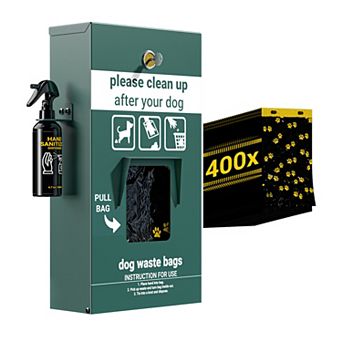 Emma and Oliver Kirk Locking Dog Waste Bag Dispenser with Glow in the Dark Sign