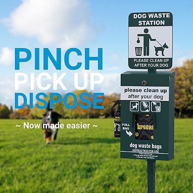 Emma and Oliver Kirk Locking Dog Waste Bag Dispenser with Glow in the Dark Sign
