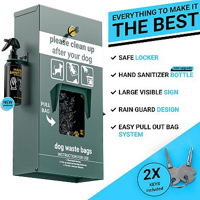 Emma and Oliver Kirk Locking Dog Waste Bag Dispenser with Glow in the Dark Sign