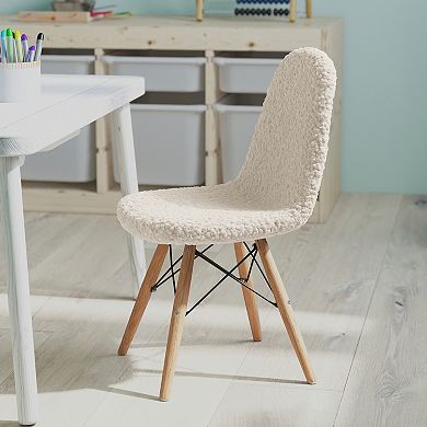 Merrick Lane Children's Lyon Faux Shearling Accent Chair, Modern Accent Chair