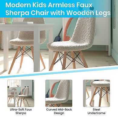 Merrick Lane Children's Lyon Faux Shearling Accent Chair, Modern Accent Chair
