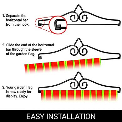 G128 Combo Set: Garden Flag Hanger And Garden Flag Welcome Red Poinsettia 12"x18"
