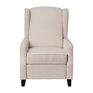 Merrick Lane Mauro Contemporary Pushback Recliner with Accent Nail Trim-Wingback Manual Recliner