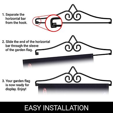G128 Combo Set: Garden Flag Hanger And Garden Flag Happy New Year Fireworks And Champagne 12"x18"