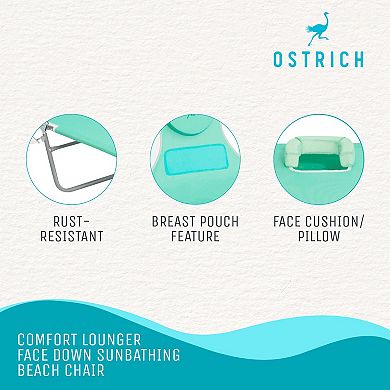 Ostrich Ladies Comfort Lounger, Portable Beach Camping Pool Tanning Chair, Teal