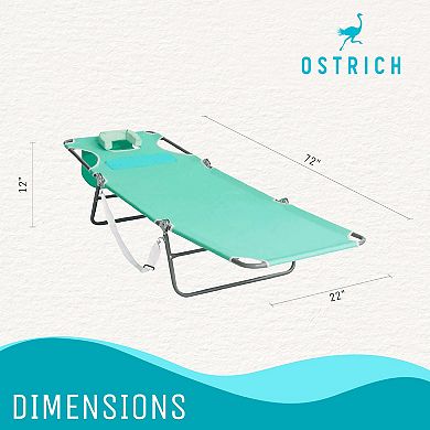 Ostrich Ladies Comfort Lounger, Portable Beach Camping Pool Tanning Chair, Teal