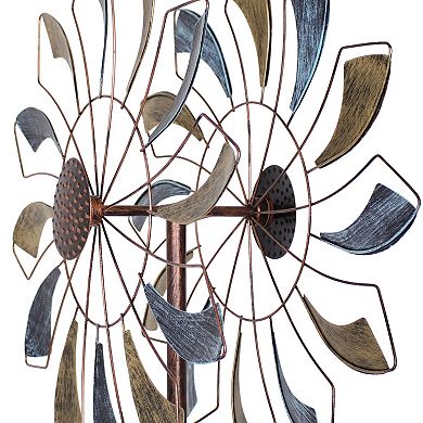 Sunnydaze Metallic Pinwheel Powder-coated Iron Wind Spinner - 84.5" H