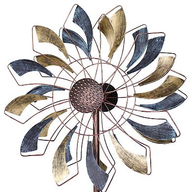 Sunnydaze Metallic Pinwheel Powder-coated Iron Wind Spinner - 84.5" H