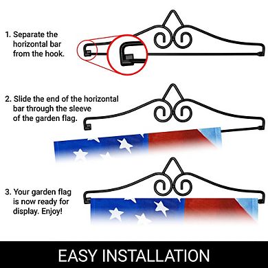 G128 Combo Set: Garden Flag Hanger And Garden Flag God Bless America Flag With Eagle 12"x18"