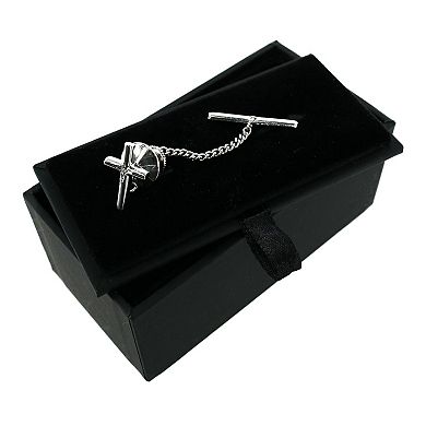 Men's Cross Tie Tack With Crystal Center
