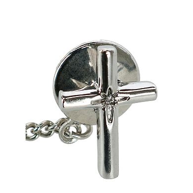 Men's Cross Tie Tack With Crystal Center