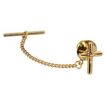 Men's Cross Tie Tack With Crystal Center