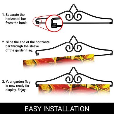 G128 Combo Set: Garden Flag Hanger And Garden Flag Autumn Greetings Large Maple Leaf 12"x18"