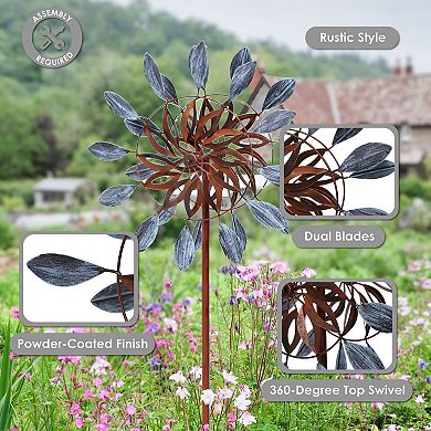 Sunnydaze Whirling Petals Powder-coated Iron Wind Spinner - 48"h