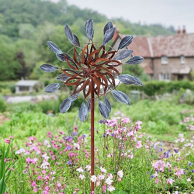 Sunnydaze Whirling Petals Powder-coated Iron Wind Spinner - 48"h