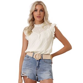 Women's Tops Summer Casual Ruched Short Sleeves Crew Neck Solid Slim Fit Blouse
