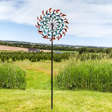 Sunnydaze Rainbow Breezes Powder-coated Iron Wind Spinner - 84" H