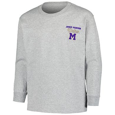 Youth Gray James Madison Dukes Retro Script Long Sleeve T-Shirt